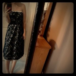 Black and Silver Laced Prom Dress